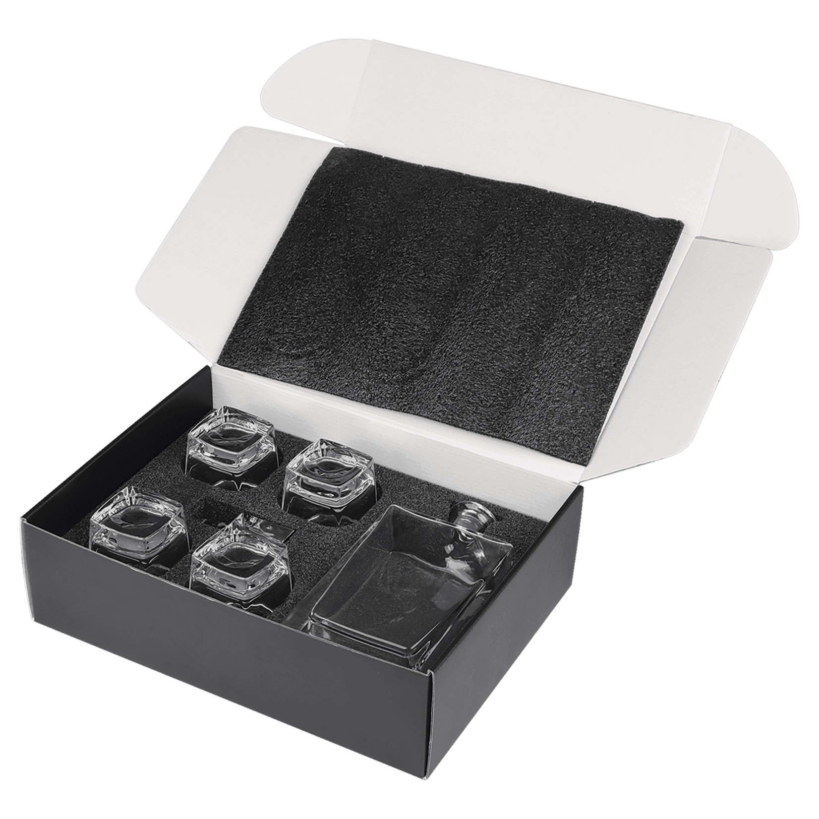 Prim In Proper Custom Engraved Rectangle Decanter Set w/ 4 Glasses