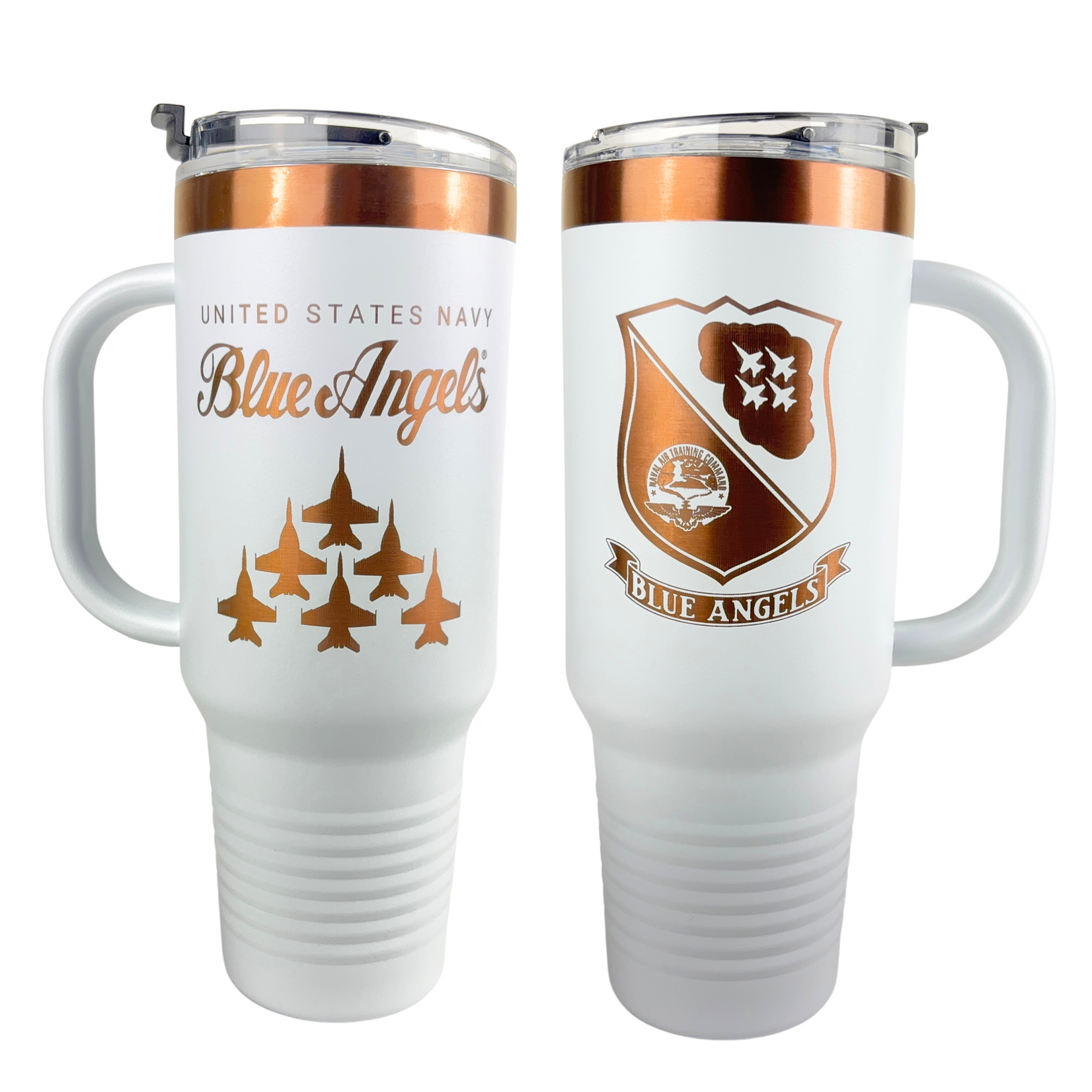 Prim In Proper Blue Angels Engraved Travel Mug - 40 oz
