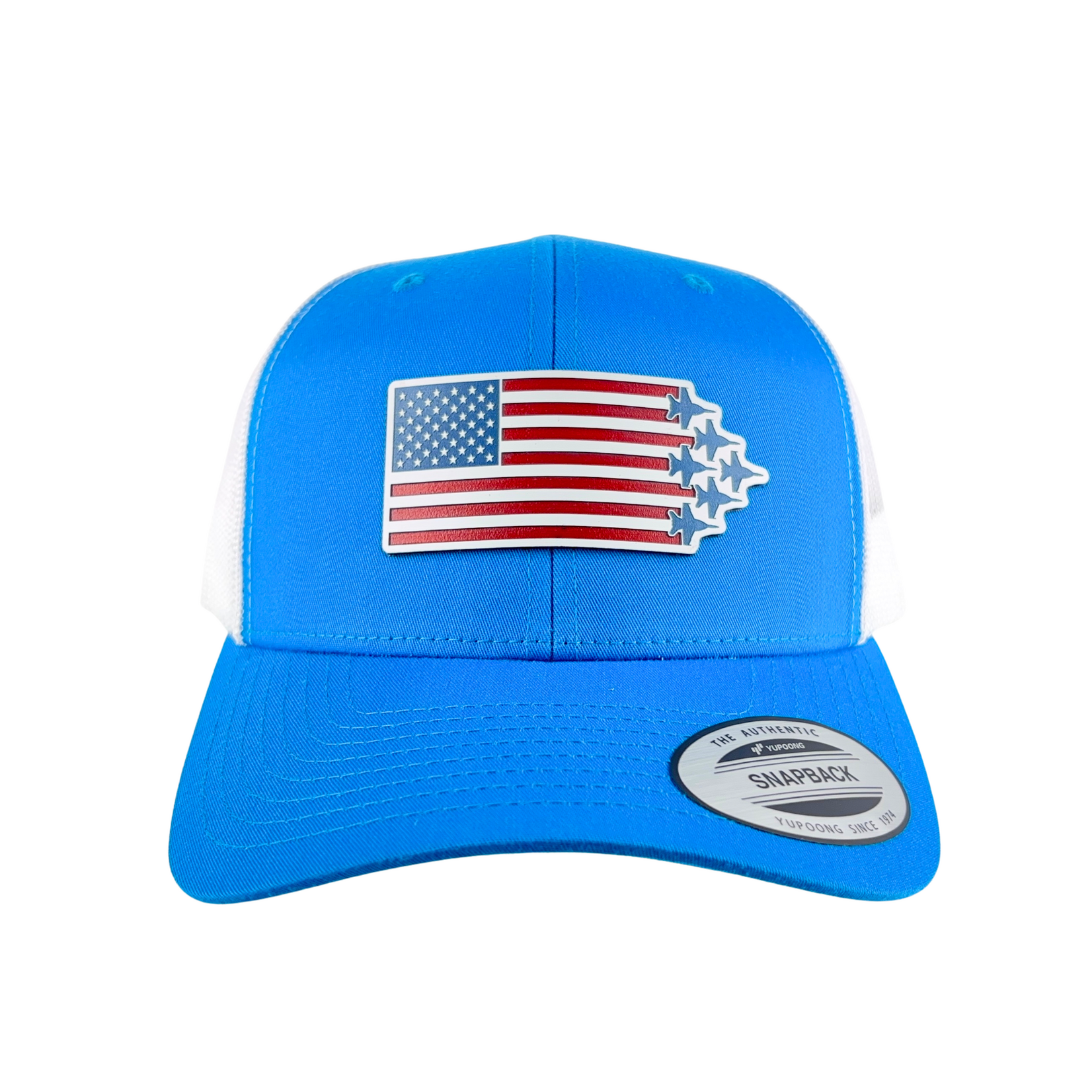 Prim In Proper Trucker Hat Cap US Flag Delta F-18 Jets RWB