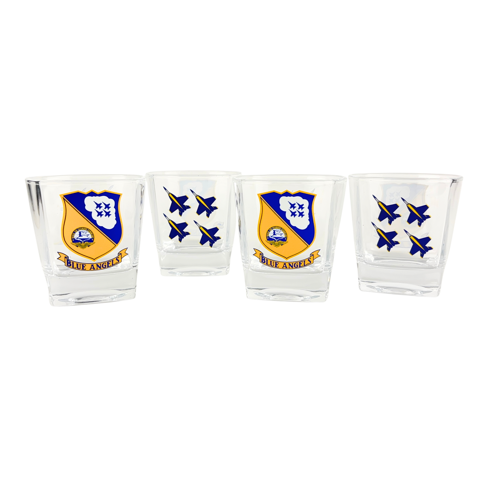 Prim In Proper Blue Angels Rocks Glass Set 4pc