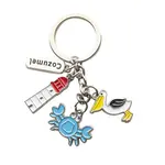 Sea Creations Metal Keychain with 3 Charms Tower Crab Pelican
