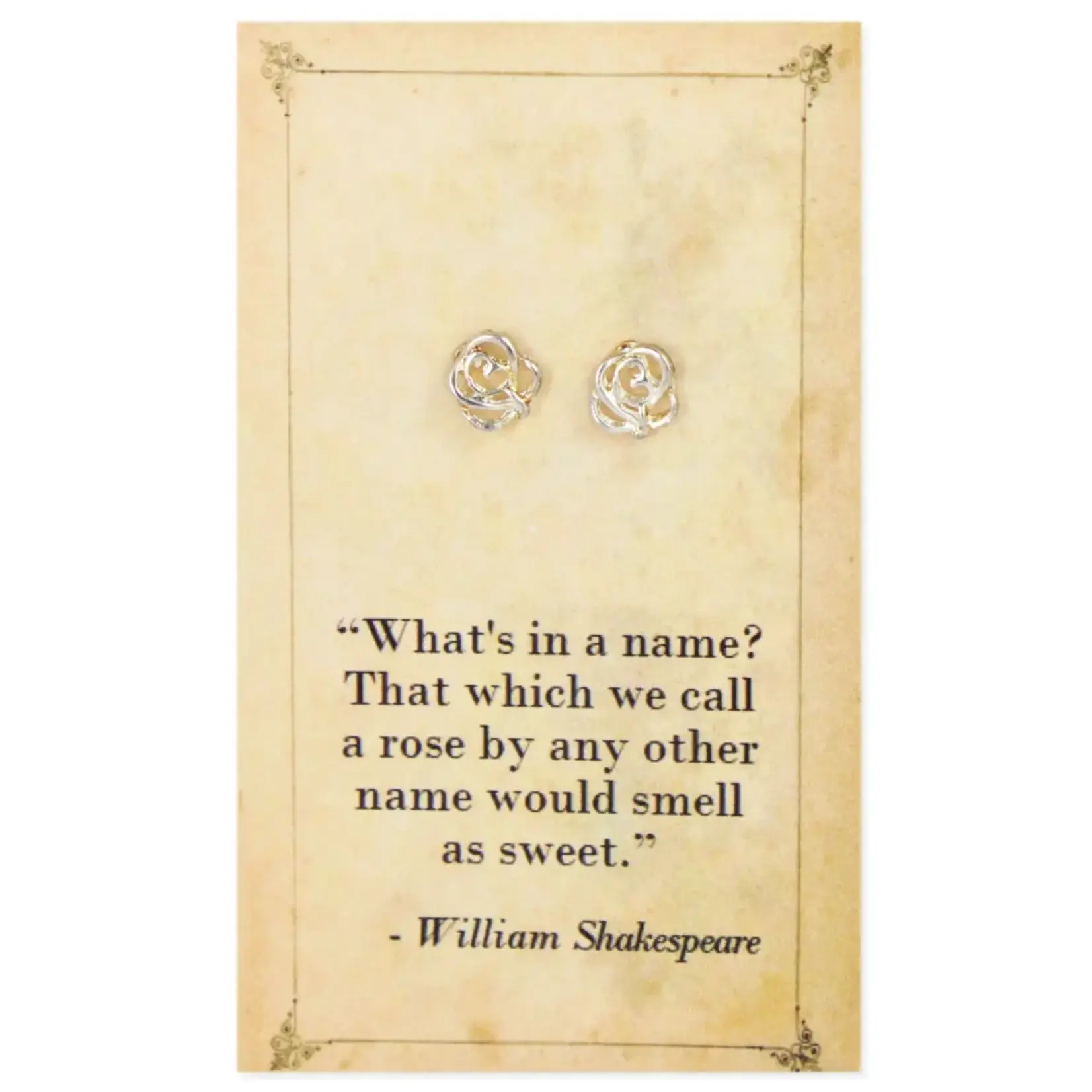 ZAD Literary Quotes Gold Rose Post Earrings