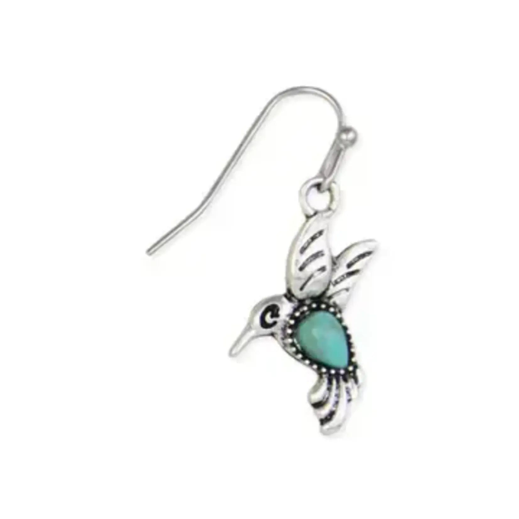 ZAD Silver Hummingbird Turquoise Earrings
