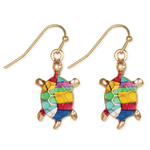 ZAD Stained Glass Colorful Turtle Earrings