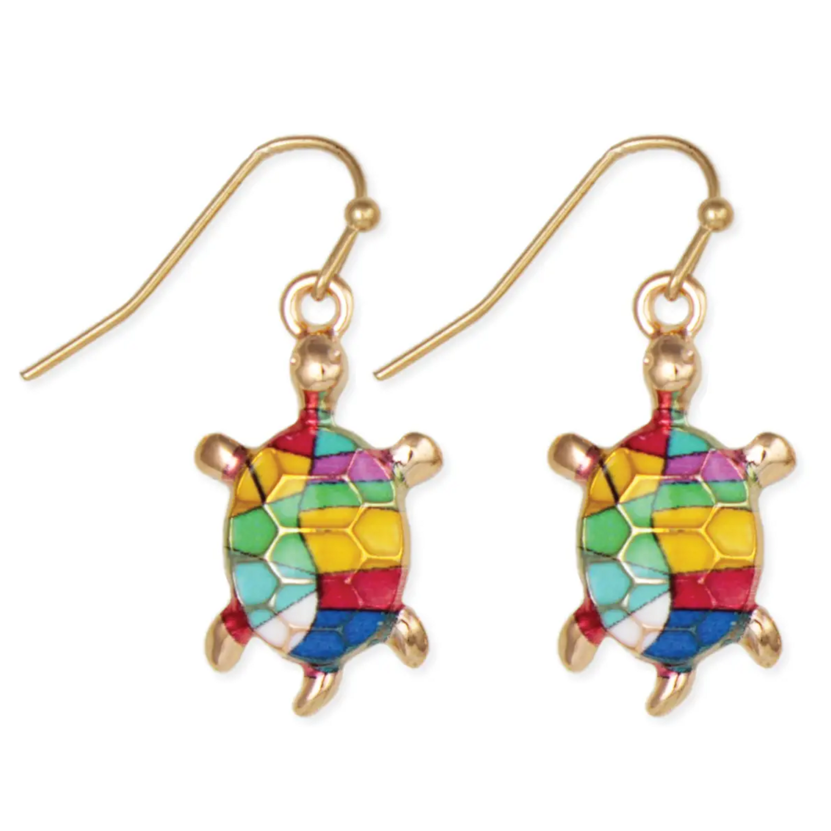 ZAD Stained Glass Colorful Turtle Earrings