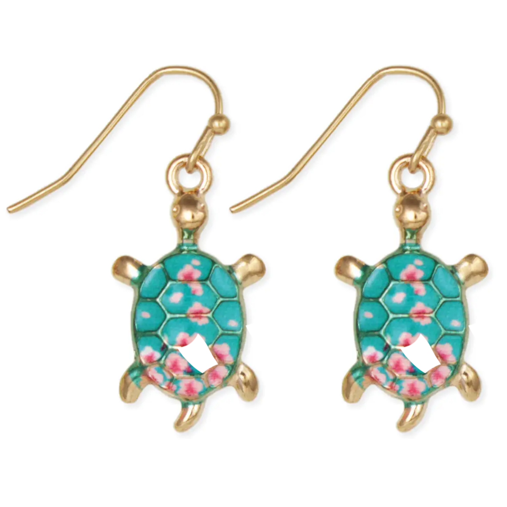 ZAD Teal & Pink Turtle Earrings