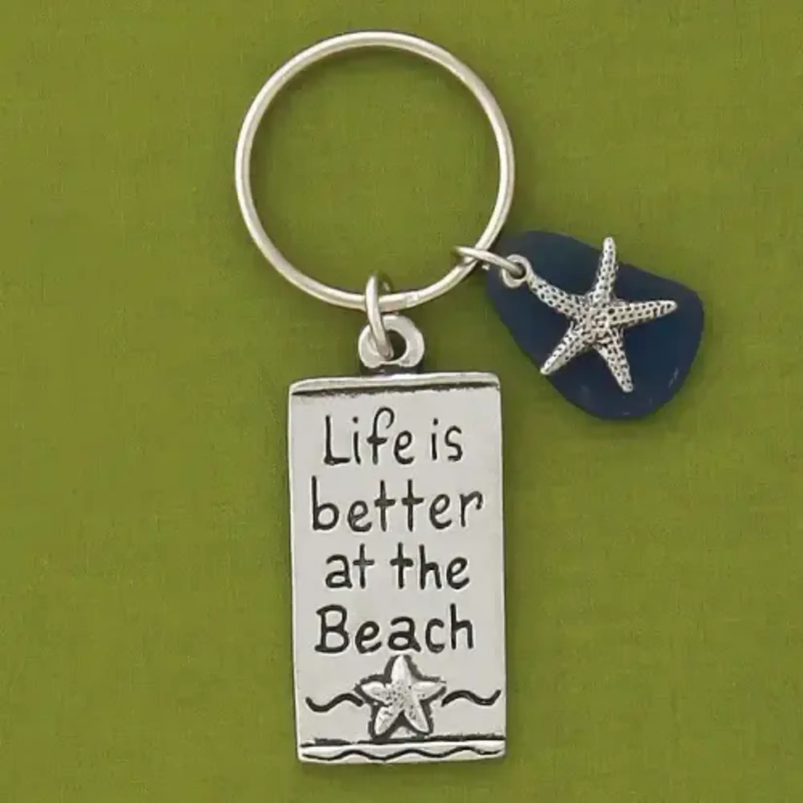 Basic Spirit Beach W/Blue Seaglass Keychain