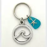 Basic Spirit Wave w/ Blue Seaglass Keychain