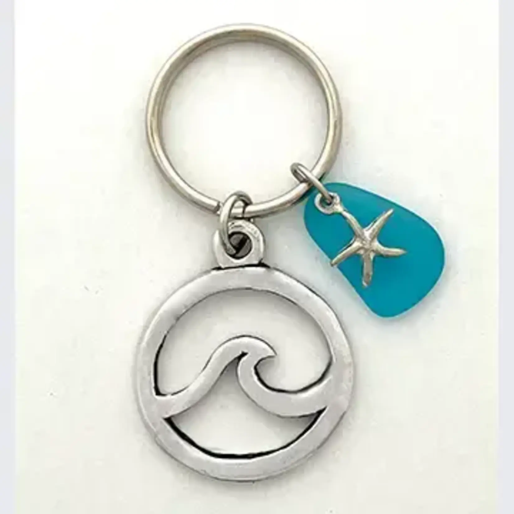 Basic Spirit Wave w/ Blue Seaglass Keychain