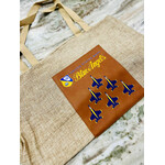 Prim In Proper Blue Angels Burlap Tote Bag Rawhide w/Gusset