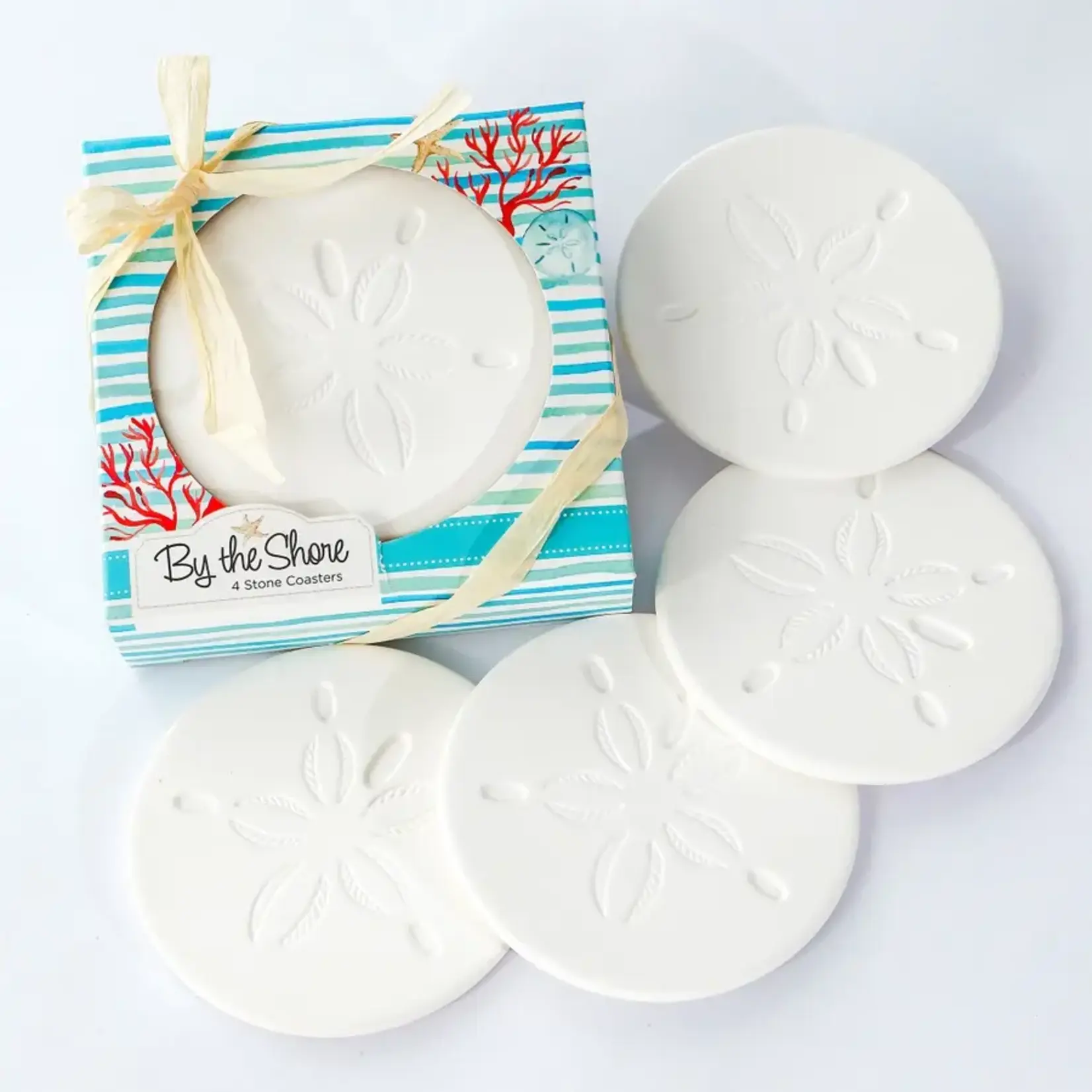 Kate Aspen Sand Dollar Stone Coaster Set of 4