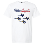 Prim In Proper Blue Angels T-Shirt - Stars Stripes Script/Diamond Jets