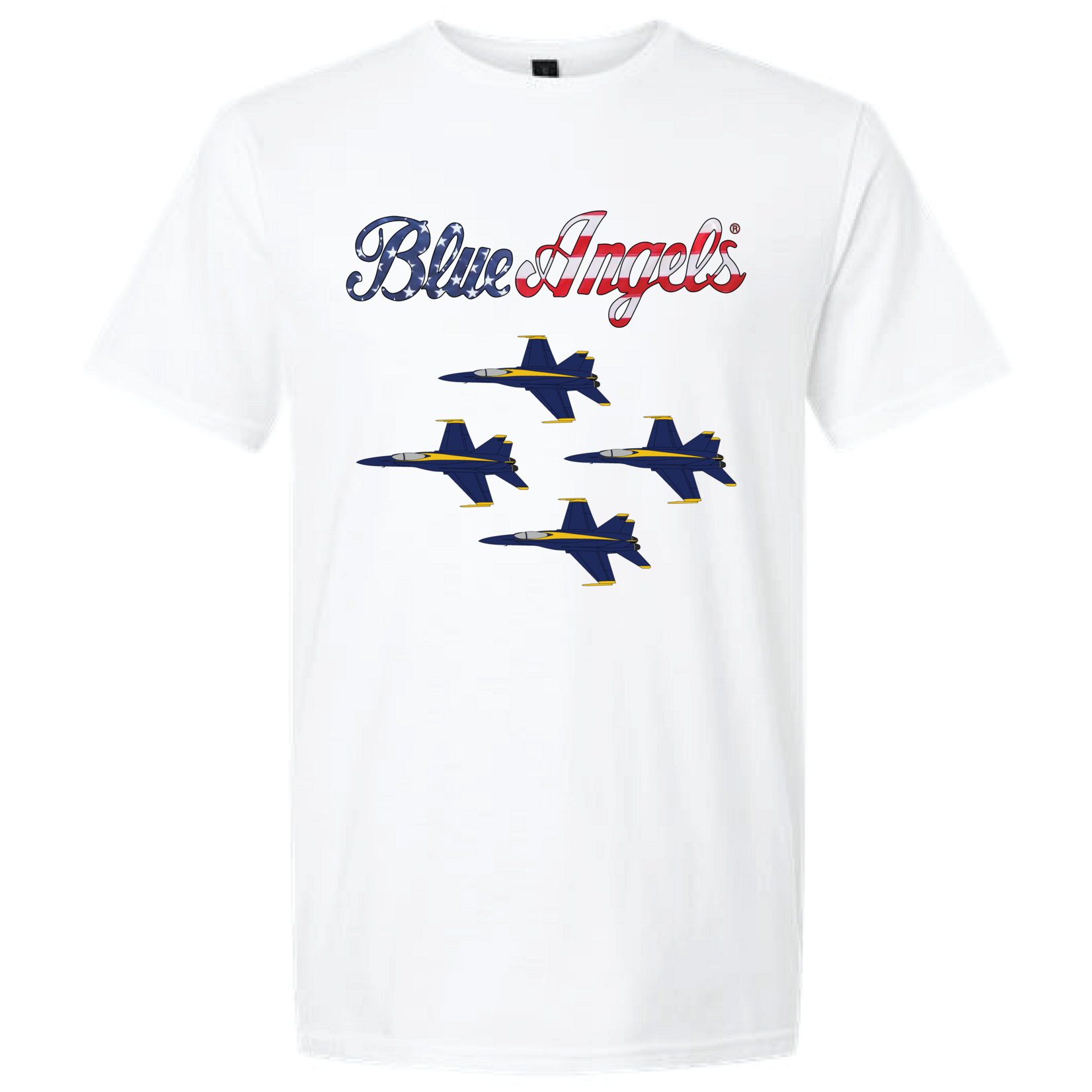 Prim In Proper Blue Angels T-Shirt - Stars Stripes Script/Diamond Jets
