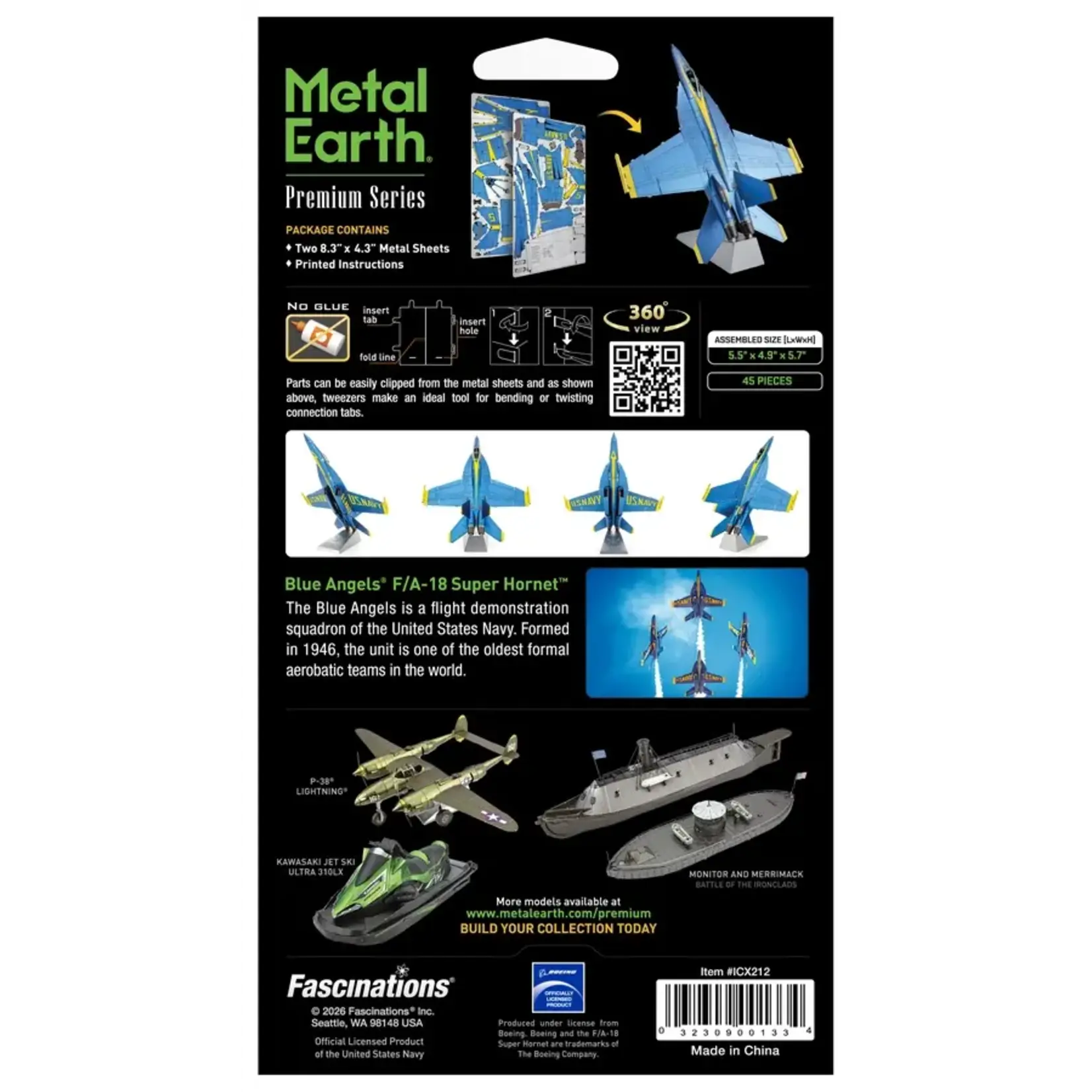 Metal Earth Blue Angels F/A 18 Super Hornet Steel Model Kit