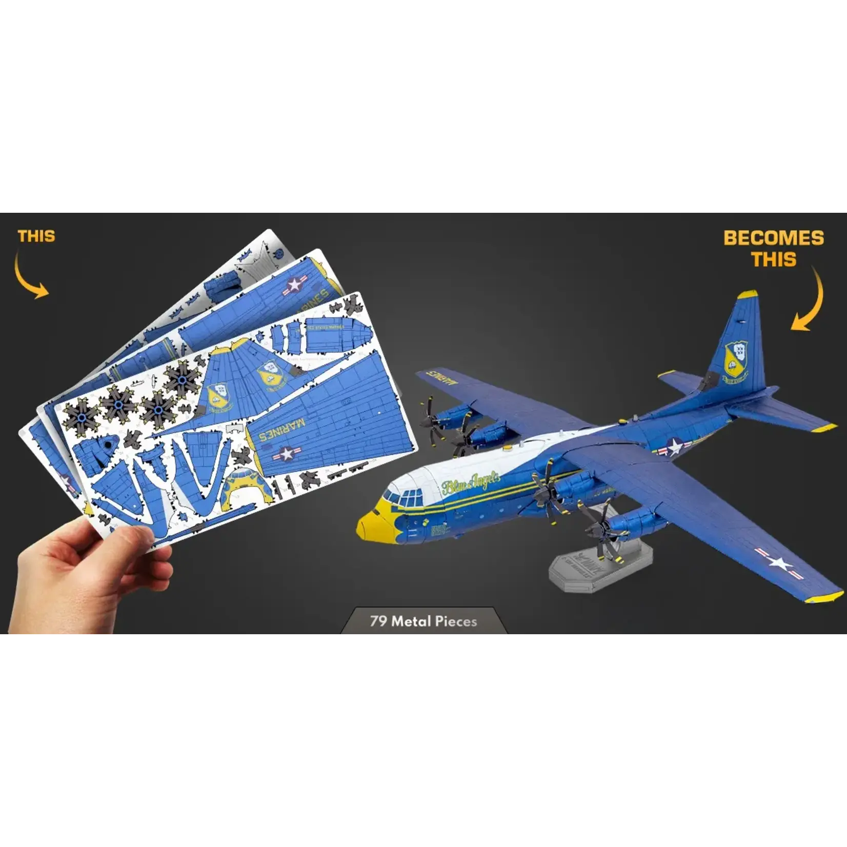 Metal Earth Blue Angels C-130 Hercules Fat Albert Steel Model Kit