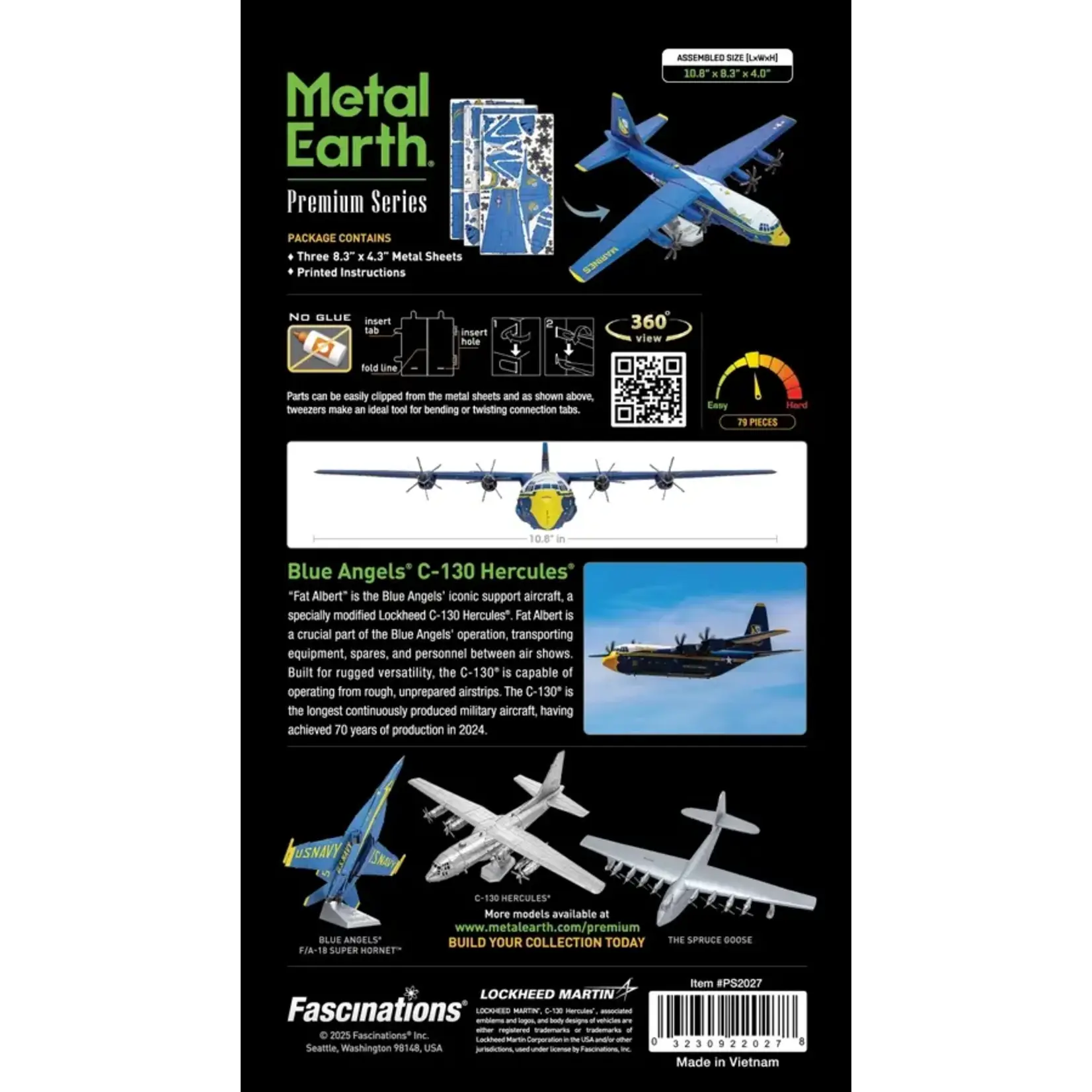 Metal Earth Blue Angels C-130 Hercules Fat Albert Steel Model Kit