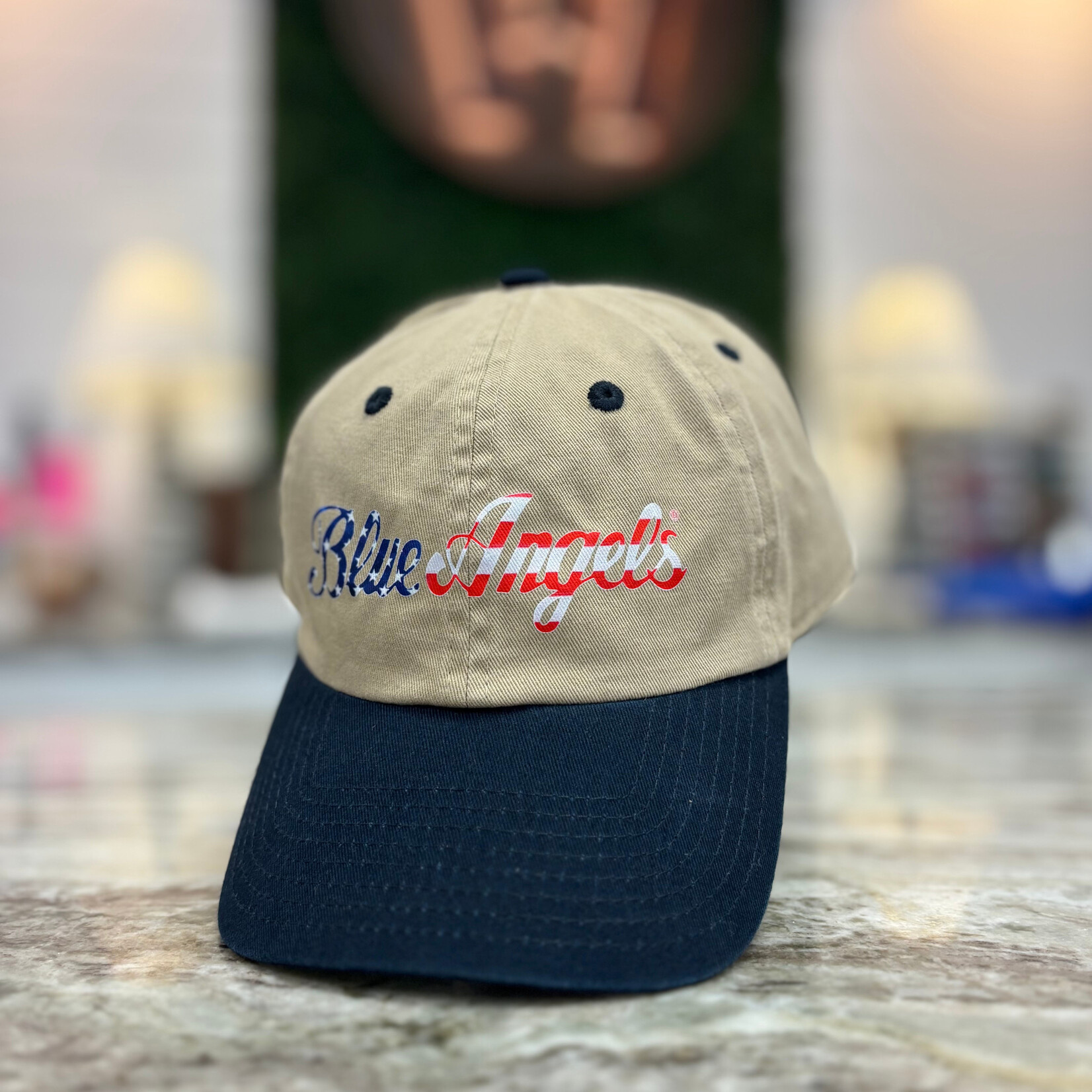 Prim In Proper Blue Angels Richardson 111 Trucker Hat Cap Stars & Stripes Script