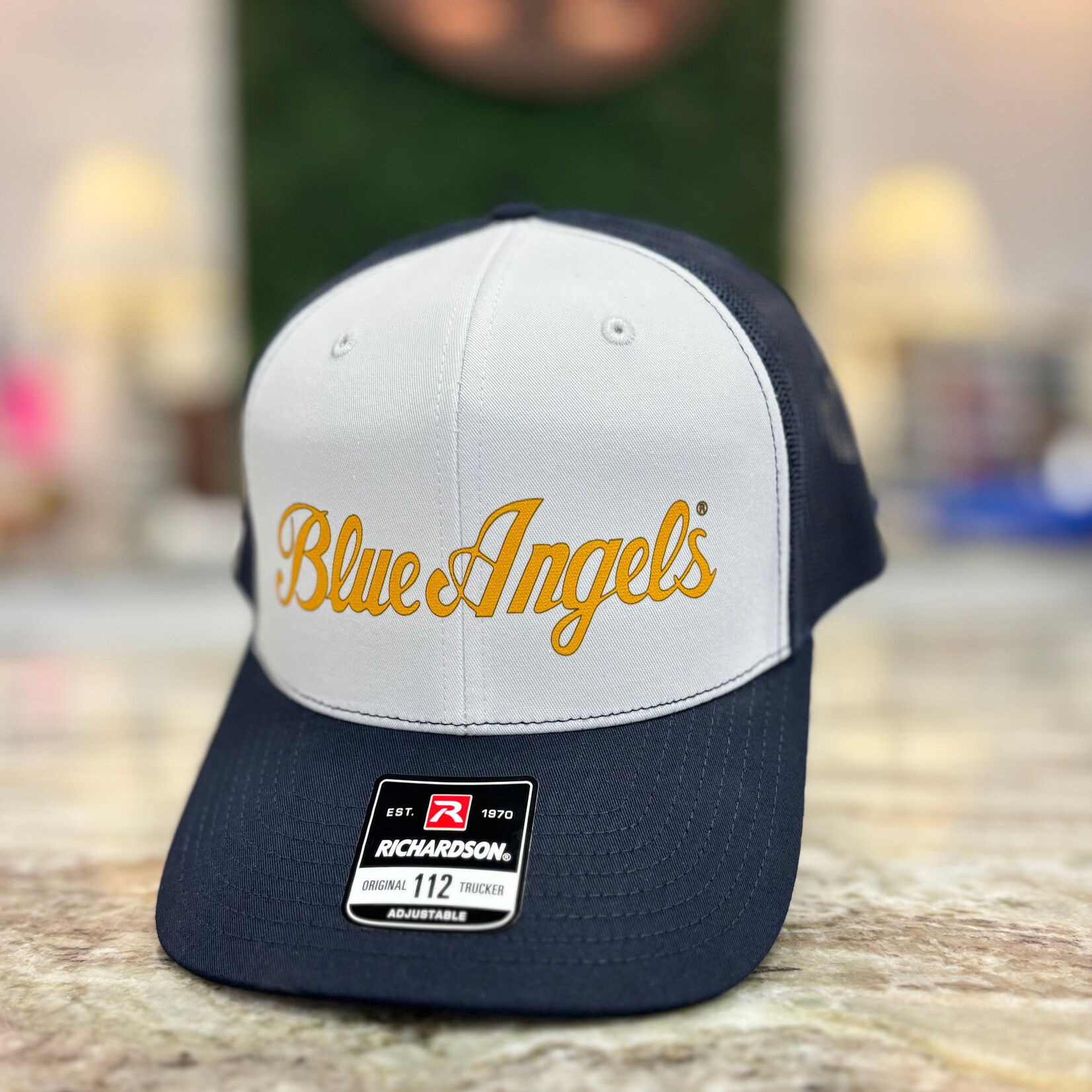 Prim In Proper Blue Angels Richardson 112 Trucker Hat Cap Script