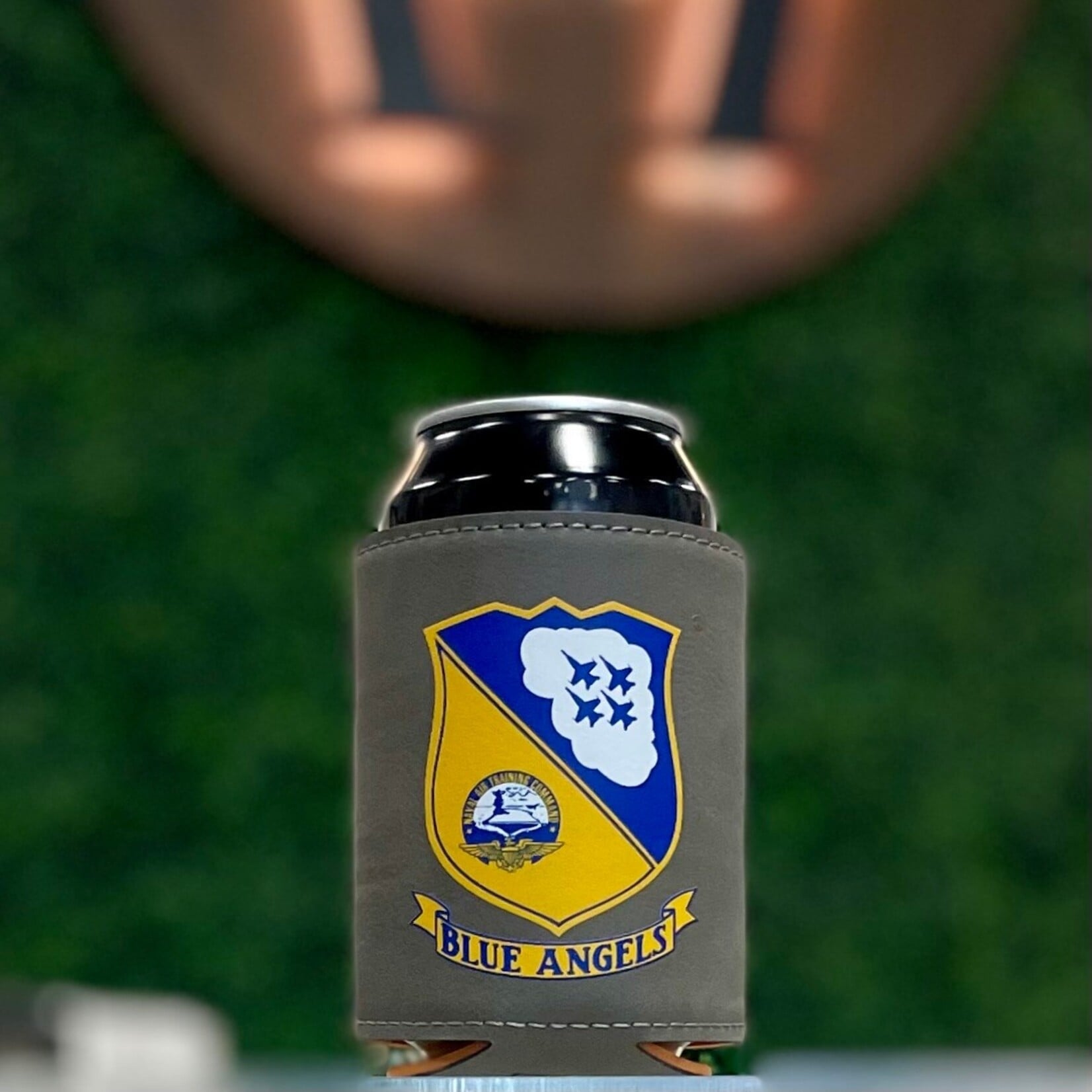 Prim In Proper Blue Angels Crest & Delta Print Can Bottle Beverage Holder Sleeve