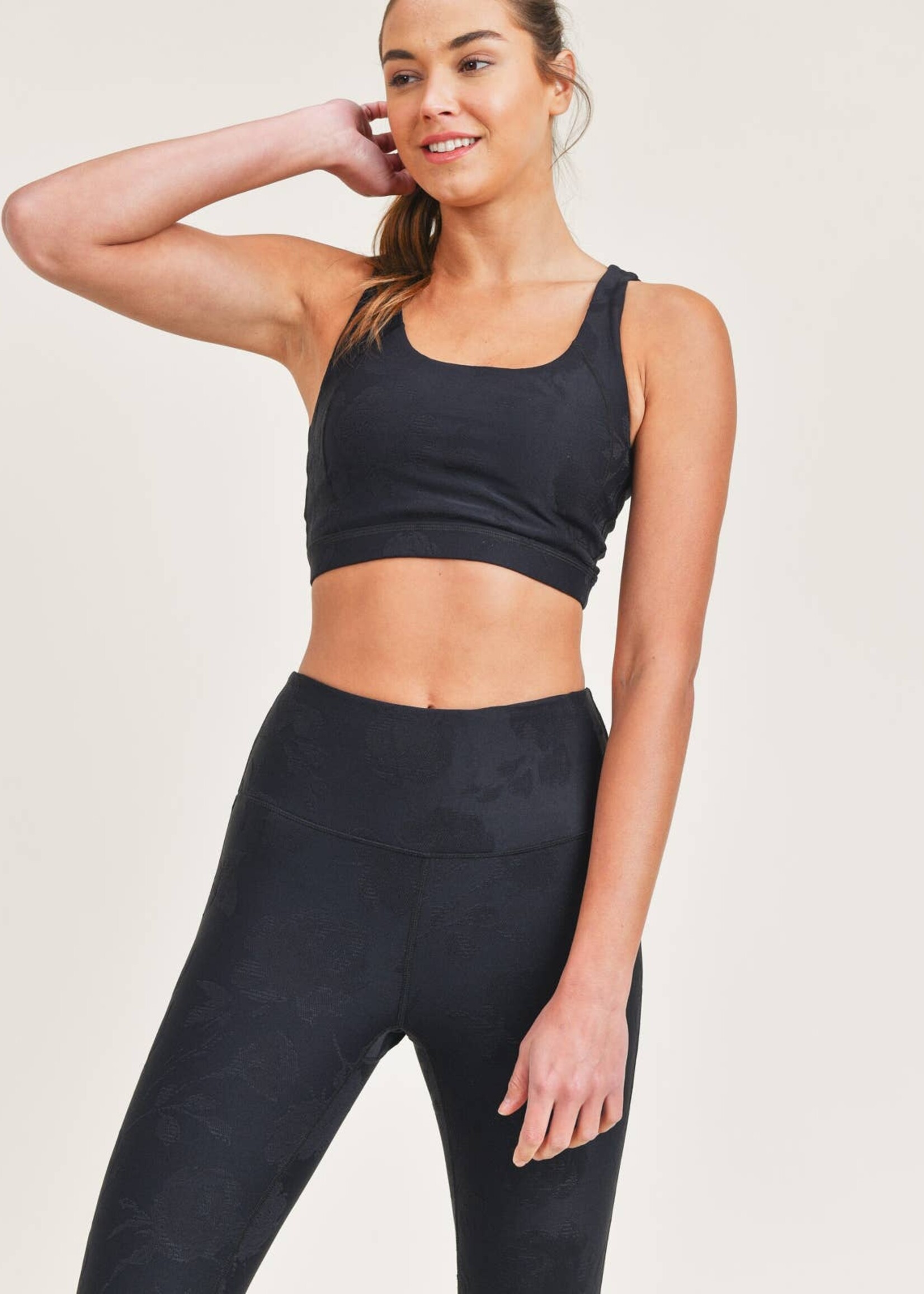 MONO B TEXTURED ROSES TACTEL SPORTS BRA