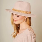 Avenue Zoe Aztec Print Strap Fedora Hat- BEIGE