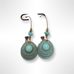 Boho Dangle Earrings-Turquoise Medallion