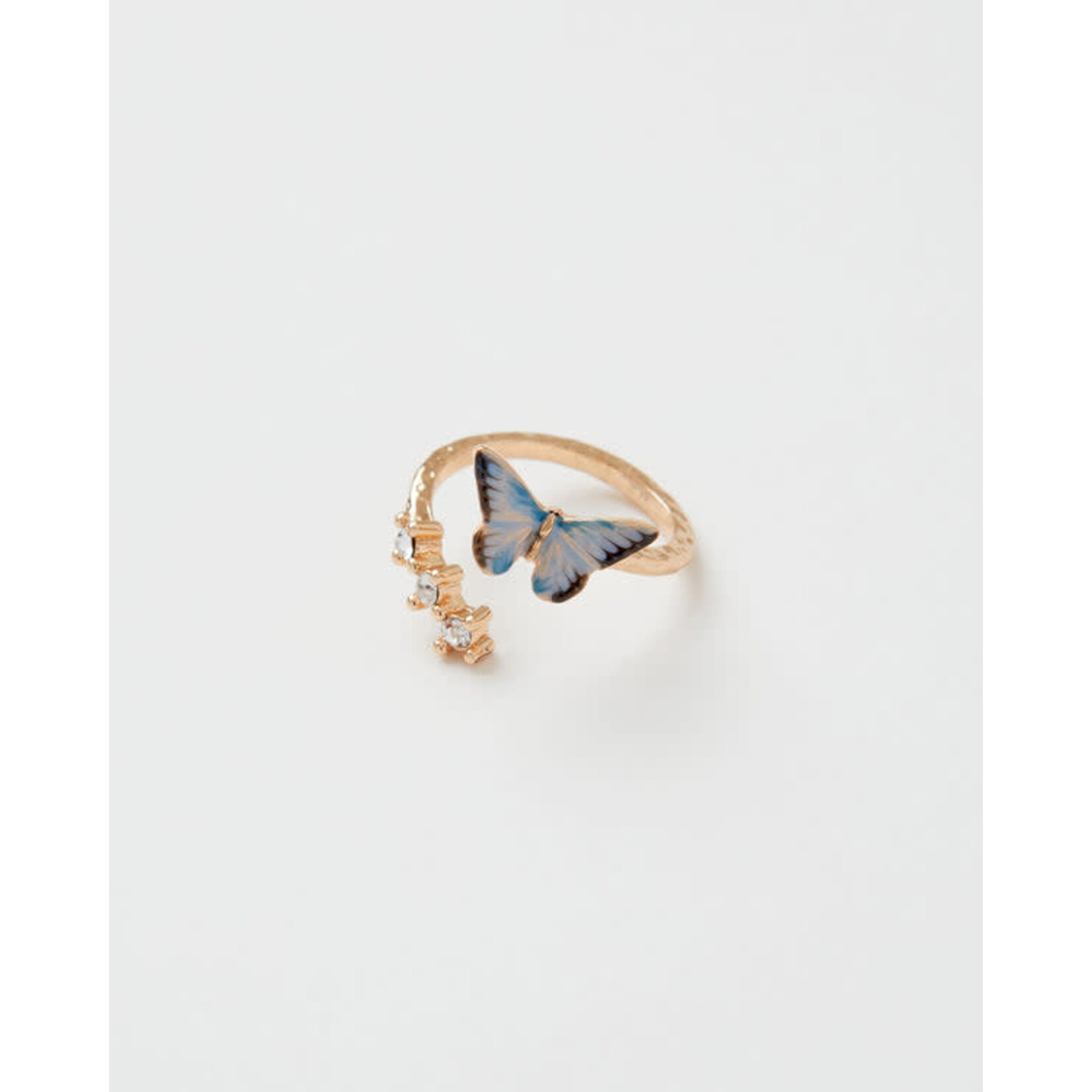 Fable England Enamel Blue Butterfly Ring