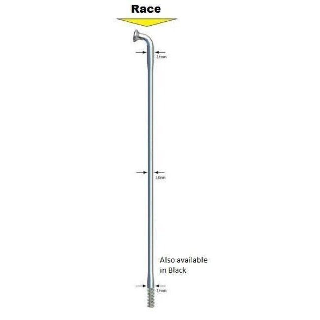 Sapim Race Spoke BLANK 310 (265mm-310mm), Double Butted 14/15g, Black, J-Bend, Bag/500