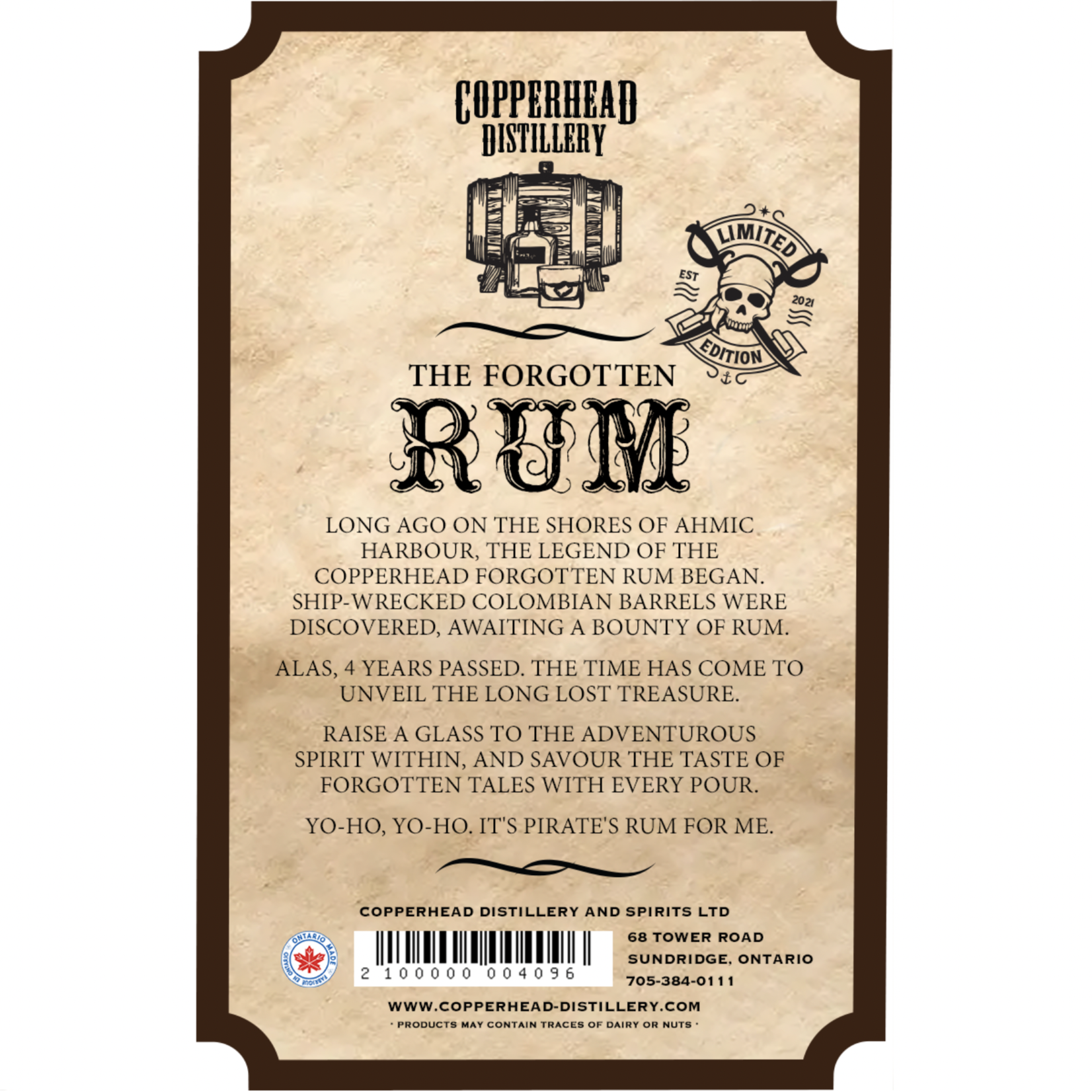 FORGOTTEN RUM COLLECTOR LABEL