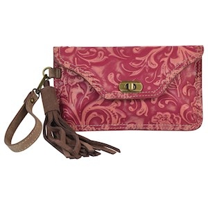 CATCHFLY SM CLUTCH MULTI PINK TOOLED