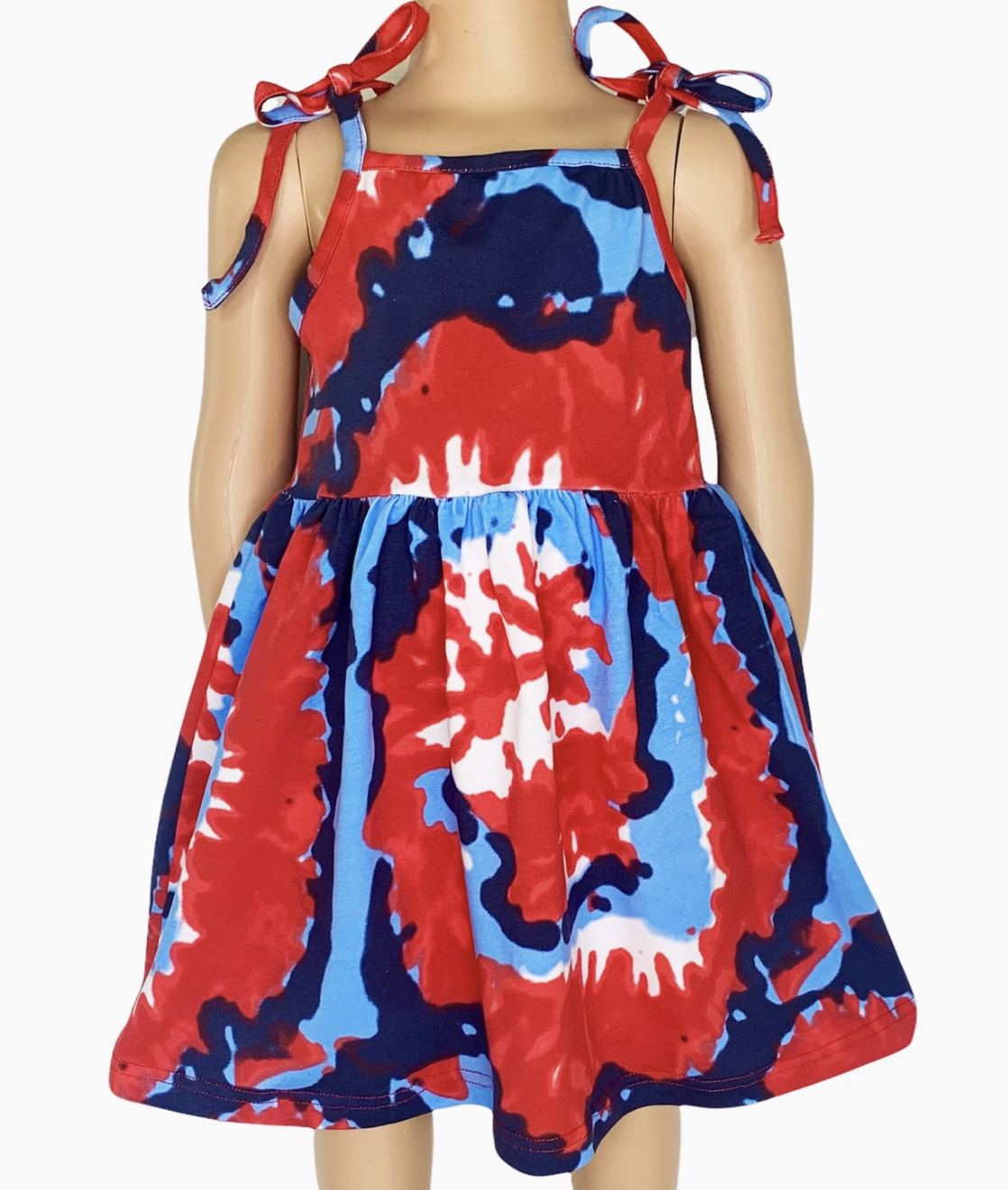 Black Swamp Boots and Apparel Red, White, Blue Tie Dye Dress