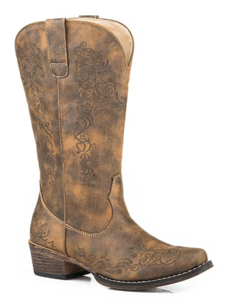 Roper Roper Riley Scroll Women's Faux Leather Snip Toe Roper Roper Riley Scroll Women's Faux Leather Snip Toe