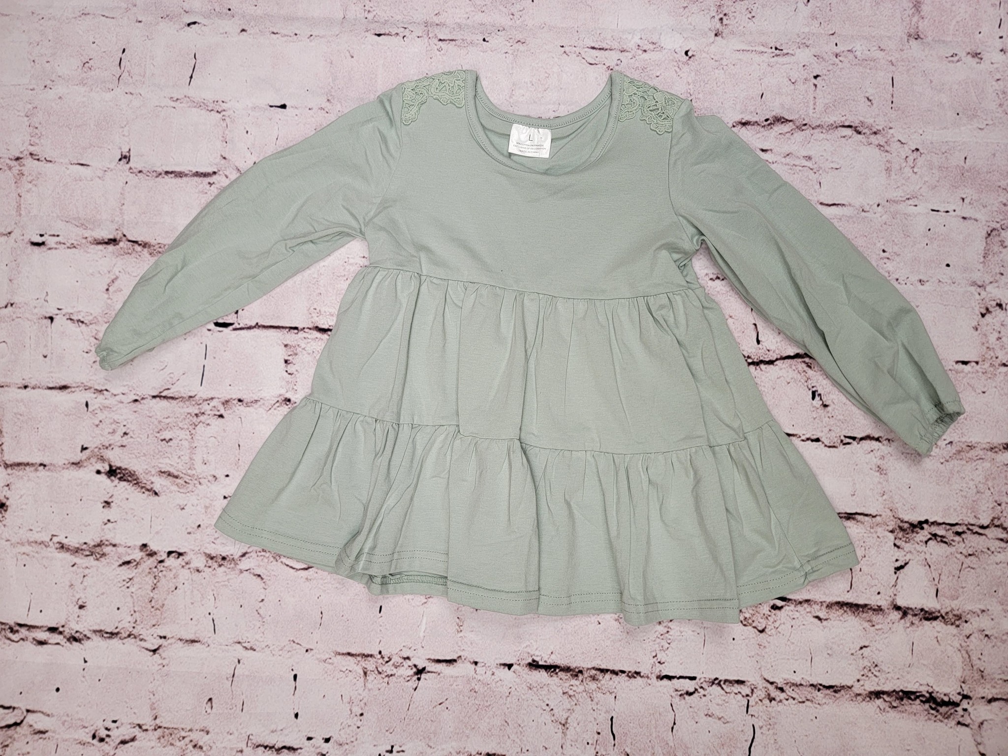 Girl's Mint Tiered Ruffle Shirt