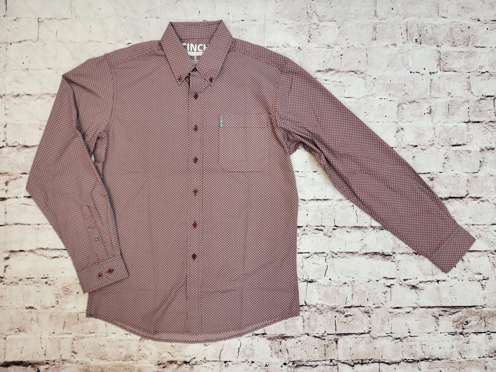 Cinch Mens L/S Modern Burgundy Button