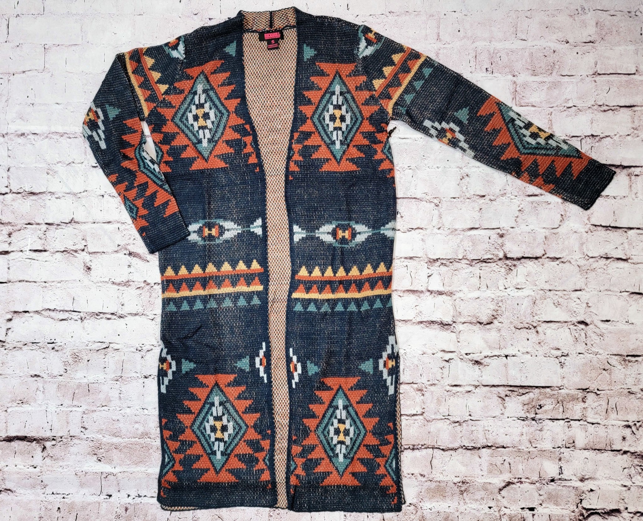 Rock & Roll Denim Women's Navy Aztec Sweater Duster