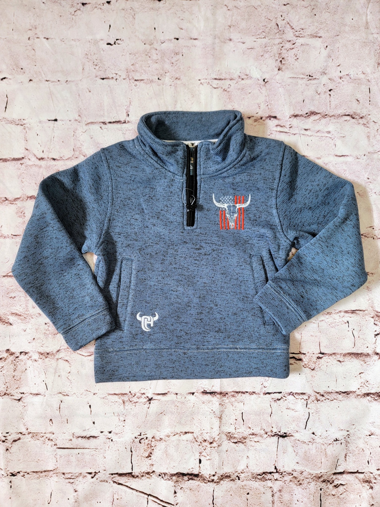 Flag Skull Blue Fleece Pullover