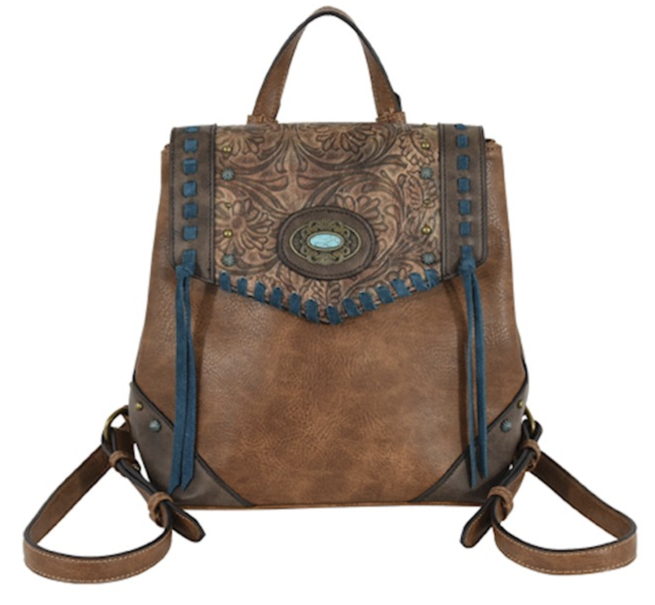 Justin Conceal Carry Backpack Brown w/ Tooling