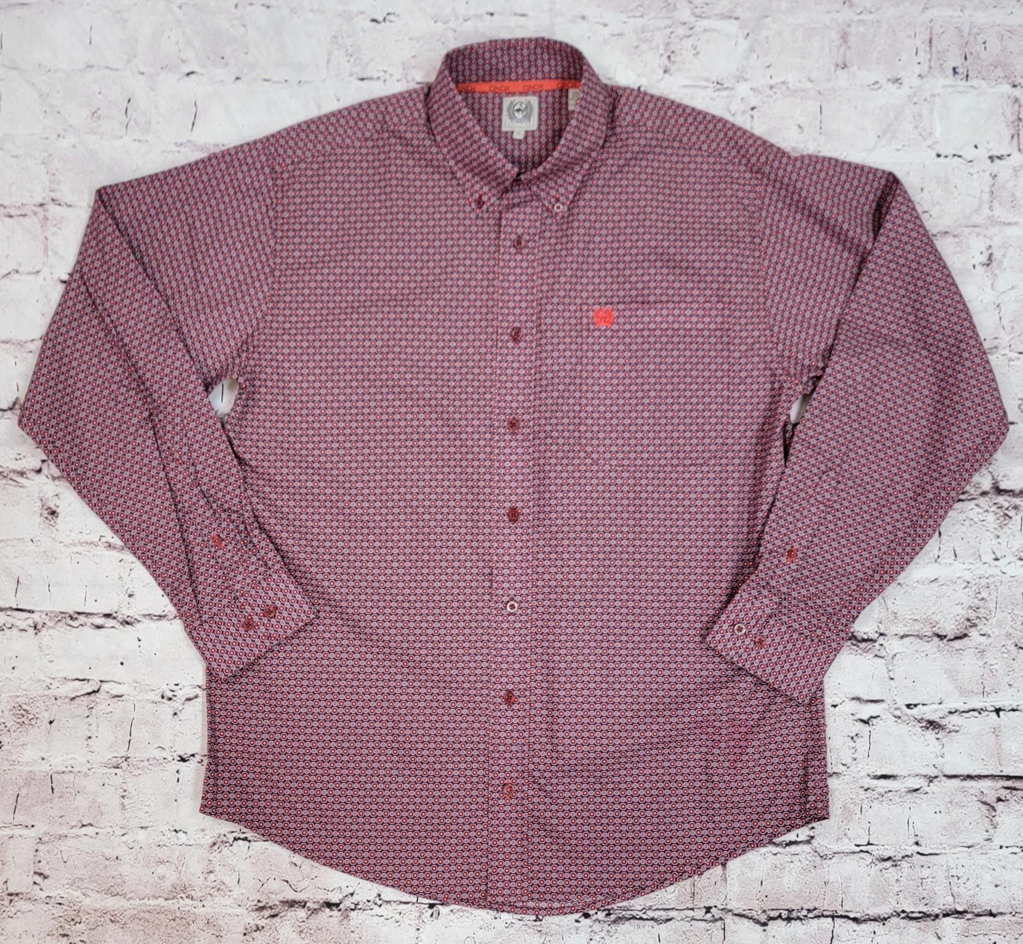 Cinch Men's Burgundy Medallion Button Down