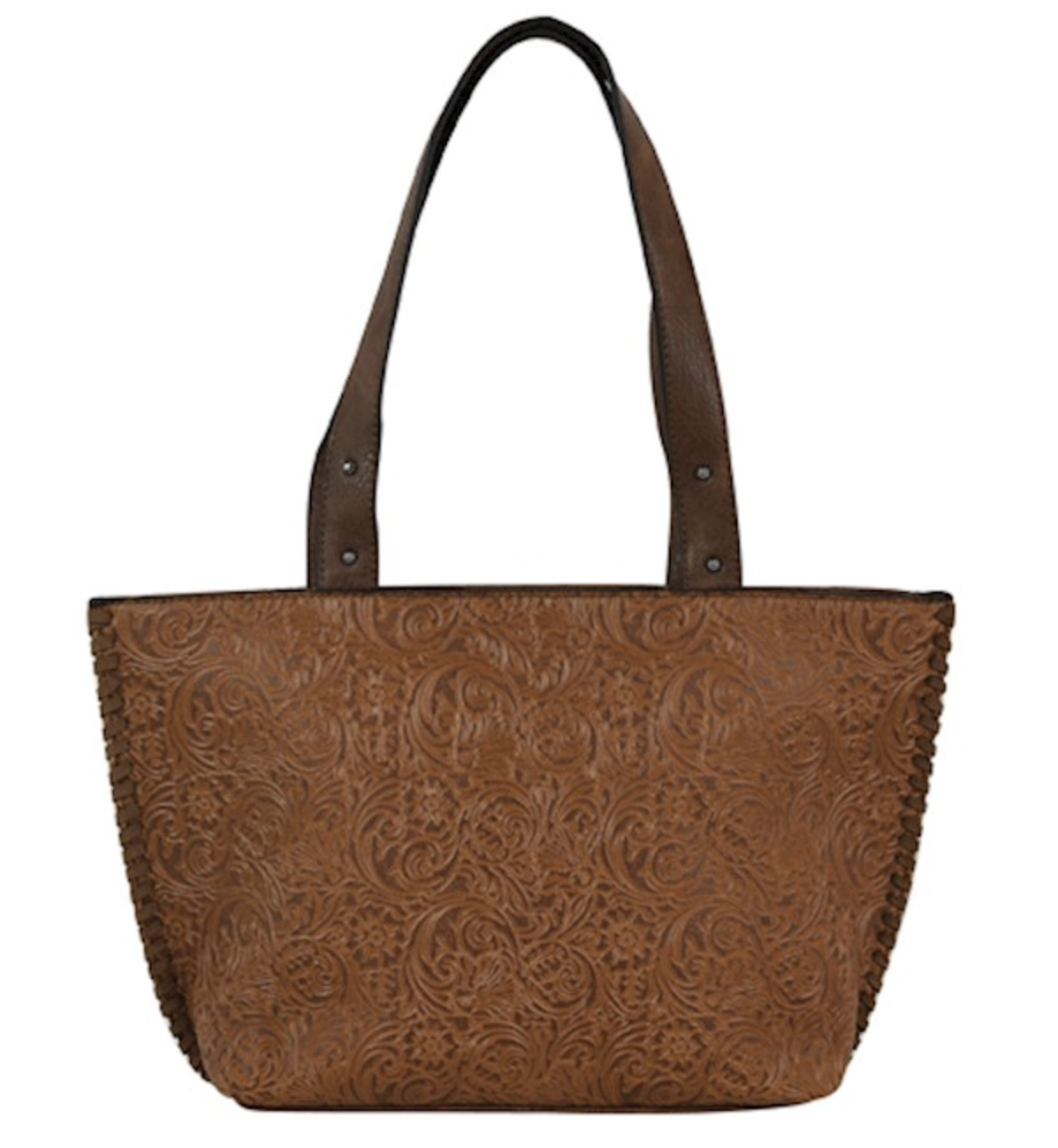 Justin Conceal Carry Saddle Brown Tooled w/ Whipstitch Edge