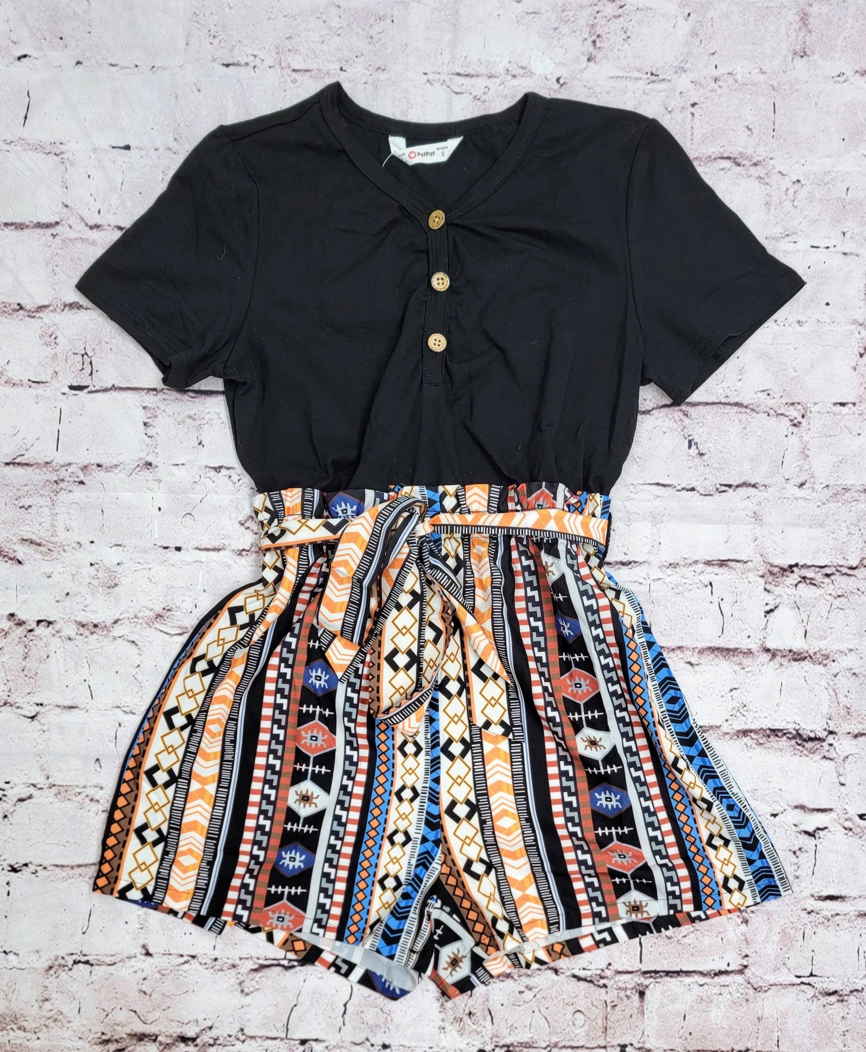 Black Swamp Boots and Apparel Mommy and Me Boho Print Belted Romper