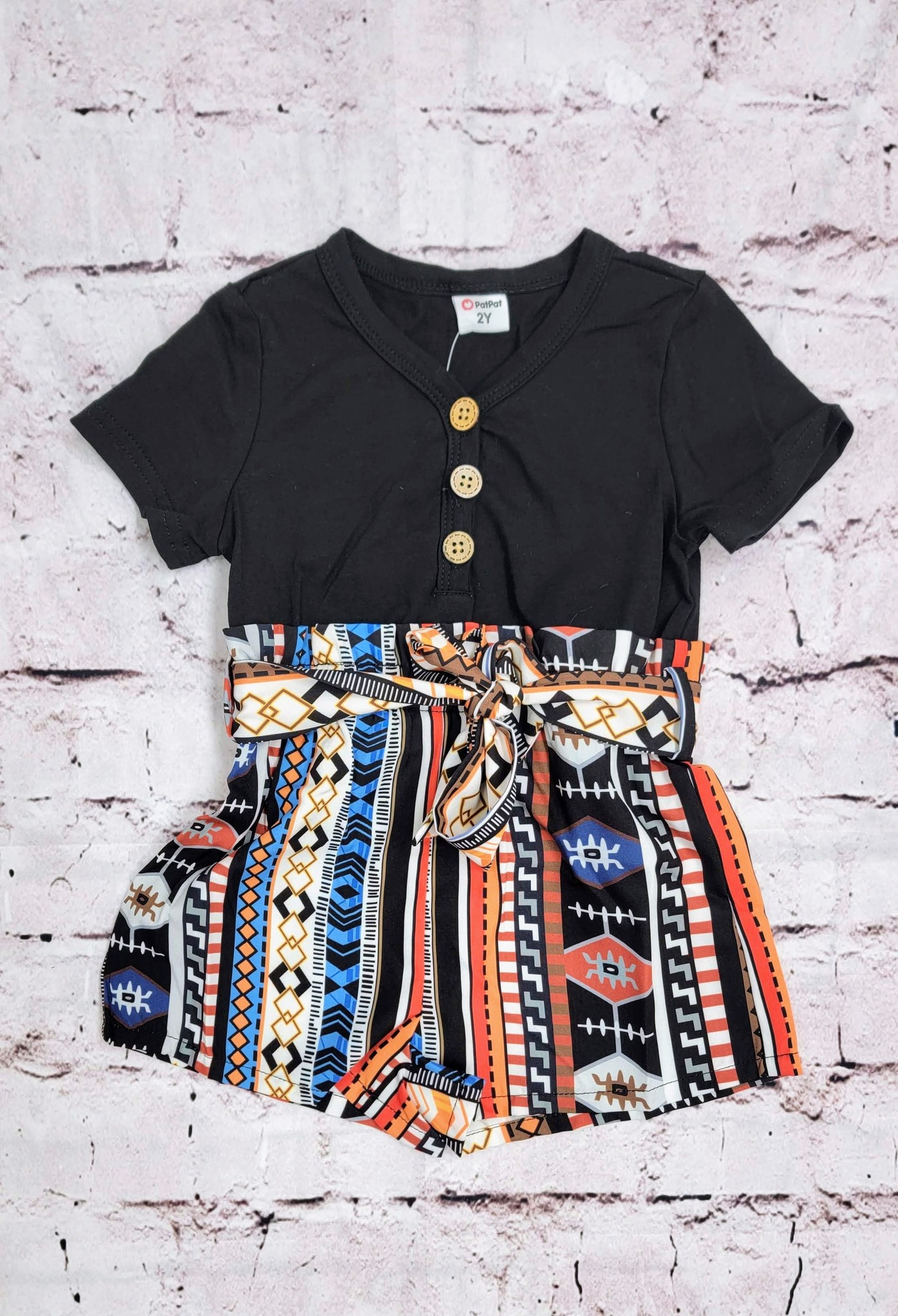 Black Swamp Boots and Apparel Mommy and Me Boho Print Belted Romper Black Swamp Boots and Apparel Mommy and Me Boho Print Belted Romper