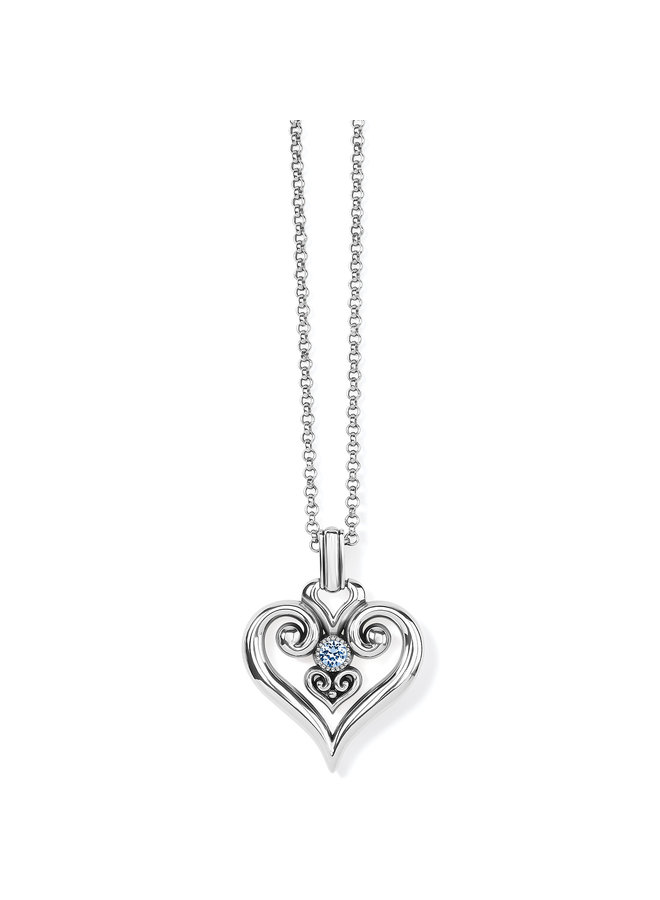 Alcazar Heart Glint Convertible Necklace - Silver-Light Sapphire, OS