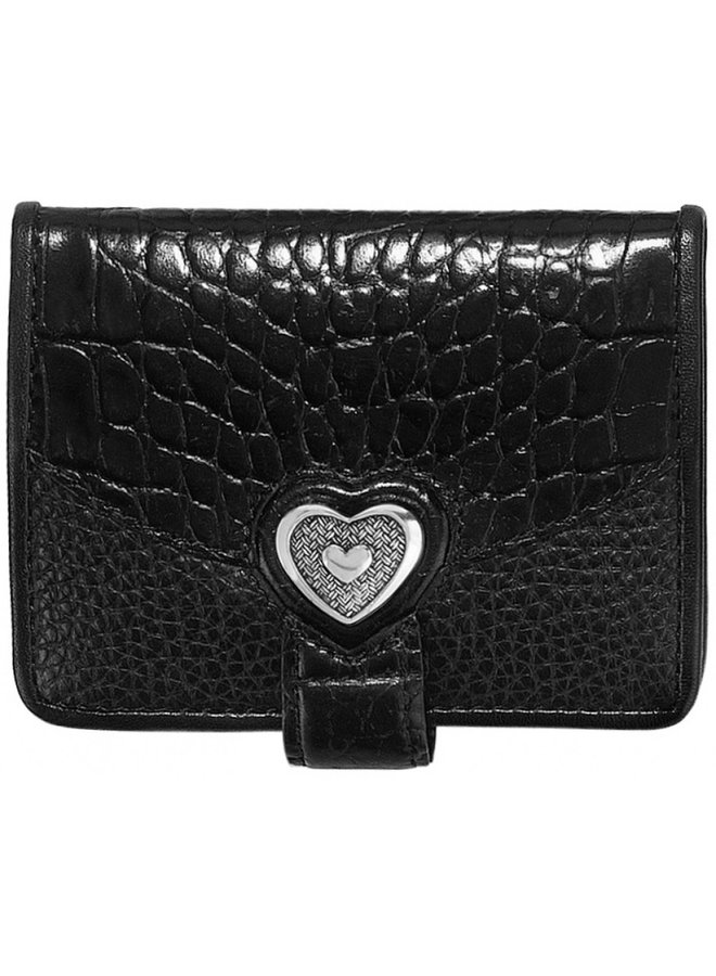 Brighton Black Pebbled Leather Croc Coin Heart Purse (4x3) – Main