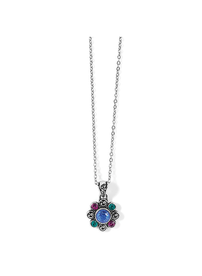 Elora Gems Flower Necklace - Silver-Multi, OS