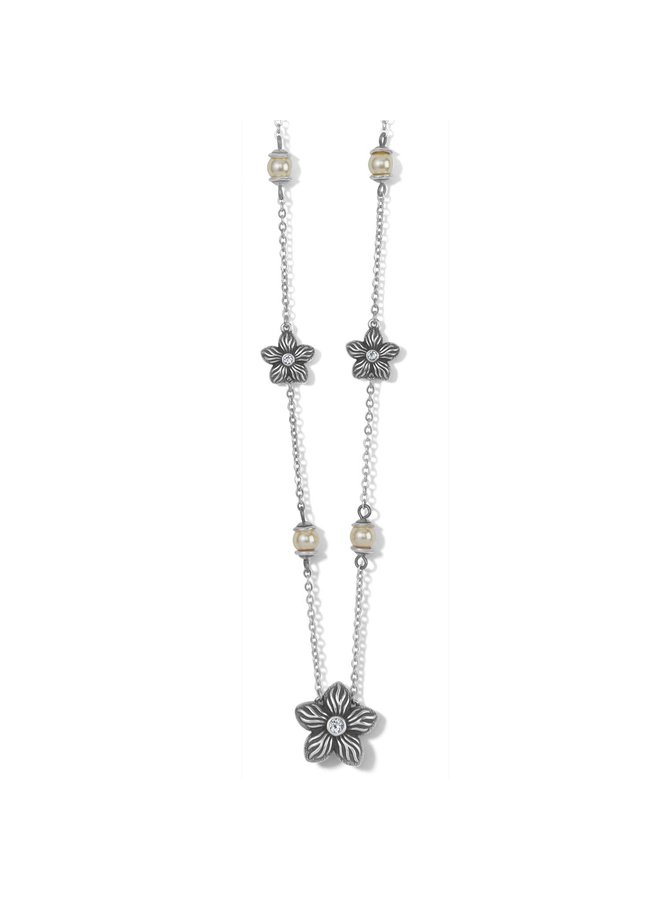 Bloom Flower Necklace - Silver-Pearl, OS