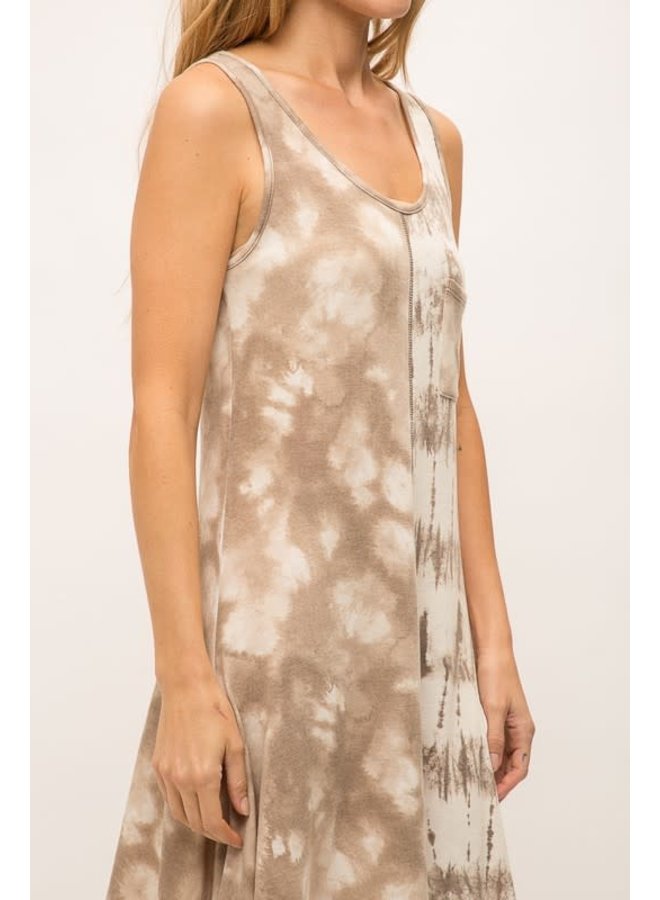 MIX PRINT HANDKERCHIEF TANK DRESS 