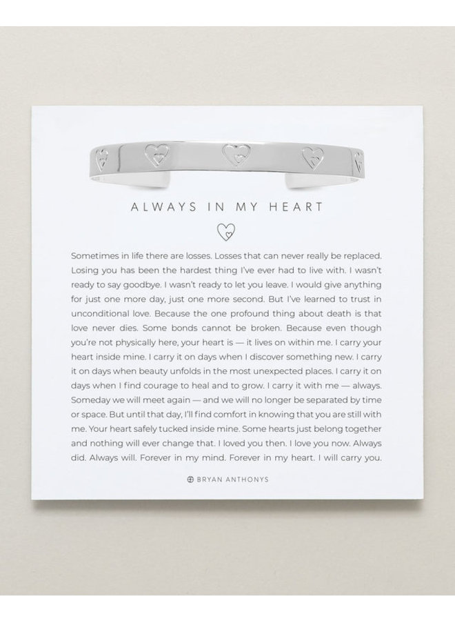 Always In My Heart Engraved Cuff - Silver