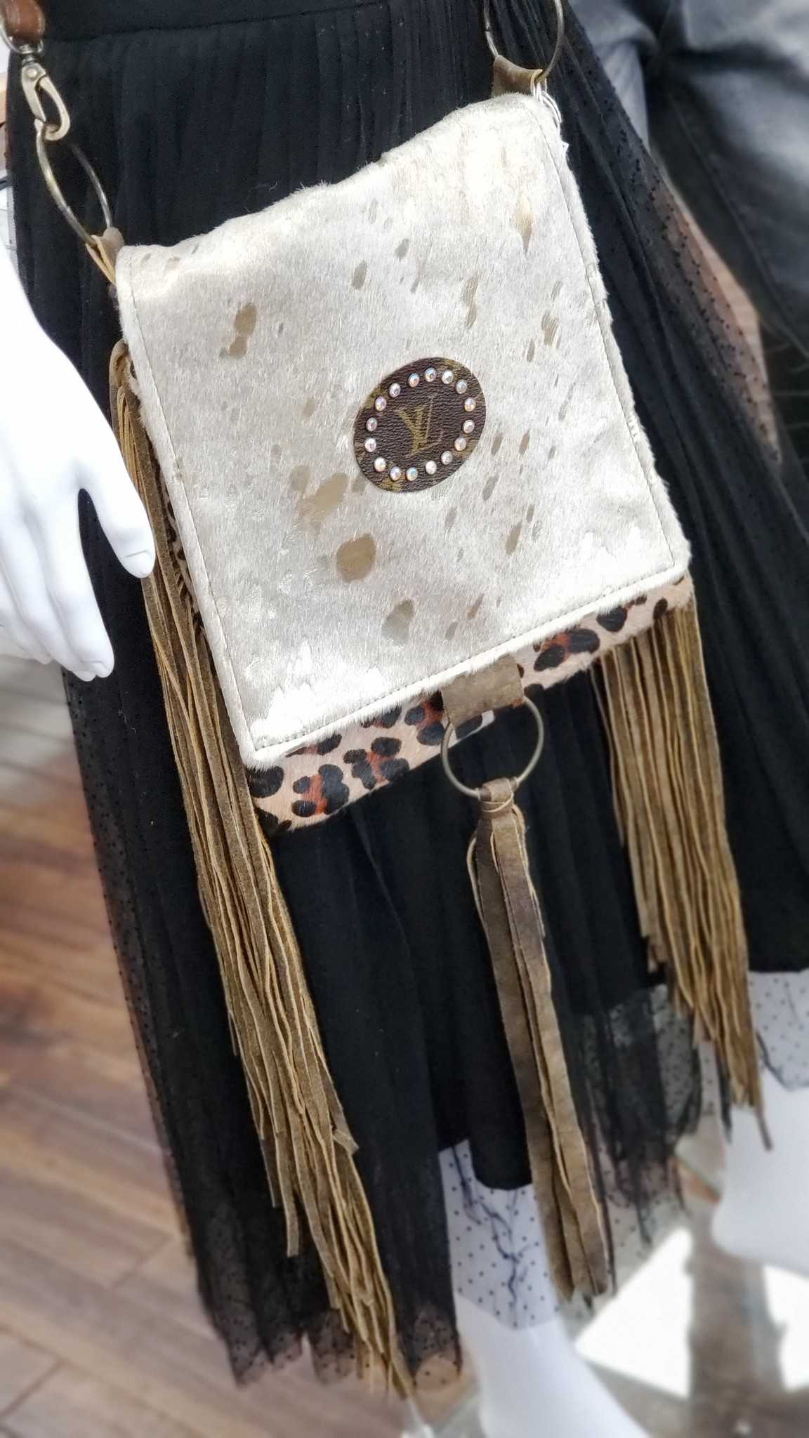 Keep It Gypsy Crossbody Hide Bag Leopard/Gold