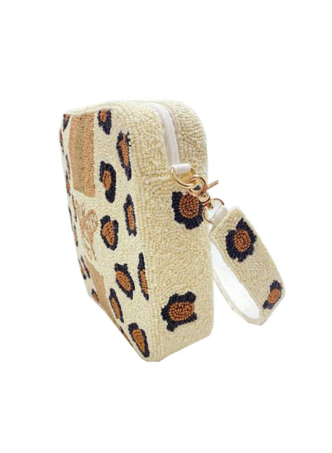 La Chic Designs Beaded Leopard and Bee Box Bag with Crossbody