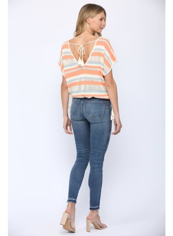 APRICOT STRIPED SUMMER SWEATER
